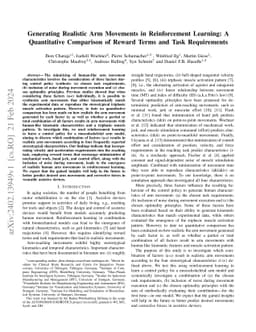 Generating Realistic Arm Movements in Reinforcement Learning: A
  Quantitative Comparison of Reward Terms and Task Requirements