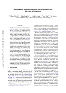 Can You Learn Semantics Through Next-Word Prediction? The Case of
  Entailment