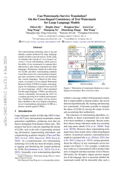 Can Watermarks Survive Translation? On the Cross-lingual Consistency of
  Text Watermark for Large Language Models