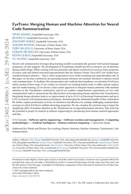 EyeTrans: Merging Human and Machine Attention for Neural Code
  Summarization