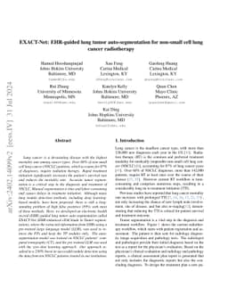 EXACT-Net:EHR-guided lung tumor auto-segmentation for non-small cell
  lung cancer radiotherapy