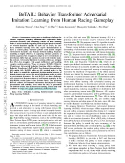 BeTAIL: Behavior Transformer Adversarial Imitation Learning from Human
  Racing Gameplay