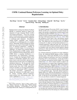 COPR: Continual Human Preference Learning via Optimal Policy
  Regularization