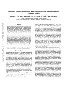 Enhancing Robotic Manipulation with AI Feedback from Multimodal Large
  Language Models