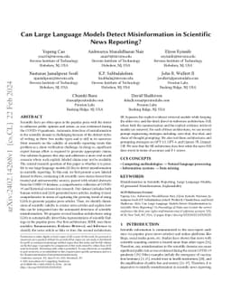 Can Large Language Models Detect Misinformation in Scientific News
  Reporting?