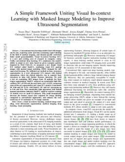 A Simple Framework Uniting Visual In-context Learning with Masked Image
  Modeling to Improve Ultrasound Segmentation