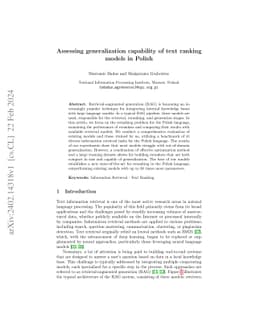 Assessing generalization capability of text ranking models in Polish