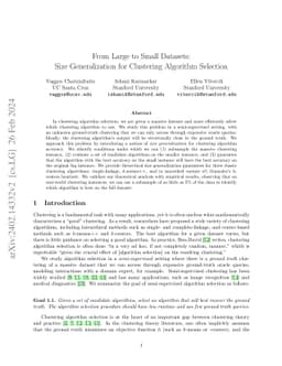 From Large to Small Datasets: Size Generalization for Clustering
  Algorithm Selection