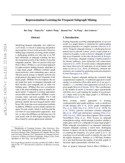 Representation Learning for Frequent Subgraph Mining