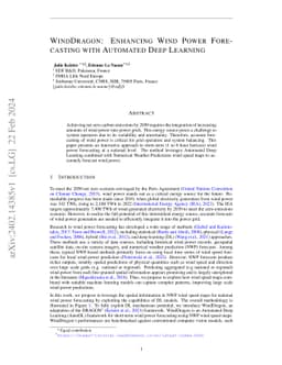 WindDragon: Enhancing wind power forecasting with Automated Deep
  Learning