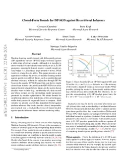 Closed-Form Bounds for DP-SGD against Record-level Inference
