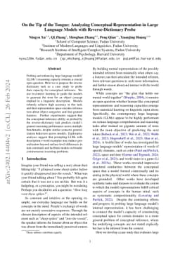 On the Tip of the Tongue: Analyzing Conceptual Representation in Large
  Language Models with Reverse-Dictionary Probe