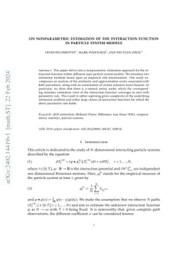 On nonparametric estimation of the interaction function in particle
  system models