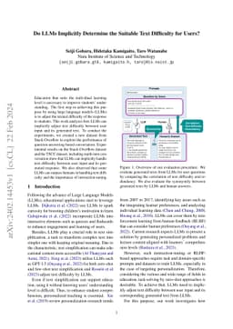 Do LLMs Implicitly Determine the Suitable Text Difficulty for Users?