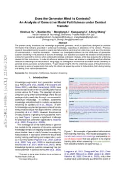 Does the Generator Mind its Contexts? An Analysis of Generative Model
  Faithfulness under Context Transfer