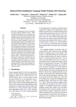 Balanced Data Sampling for Language Model Training with Clustering