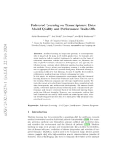 Federated Learning on Transcriptomic Data: Model Quality and Performance
  Trade-Offs