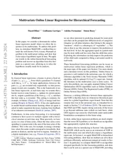 Multivariate Online Linear Regression for Hierarchical Forecasting