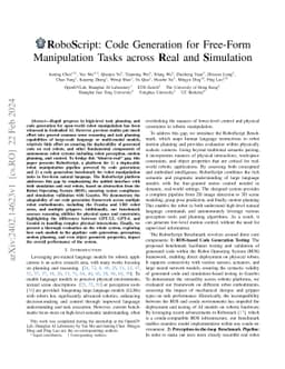 RoboScript: Code Generation for Free-Form Manipulation Tasks across Real
  and Simulation