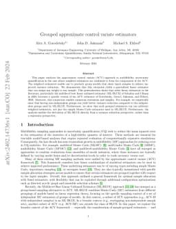 Grouped approximate control variate estimators