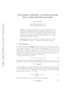 Generalising realisability in statistical learning theory under
  epistemic uncertainty