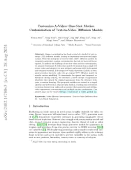 Customize-A-Video: One-Shot Motion Customization of Text-to-Video
  Diffusion Models