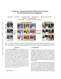 CyberDemo: Augmenting Simulated Human Demonstration for Real-World
  Dexterous Manipulation