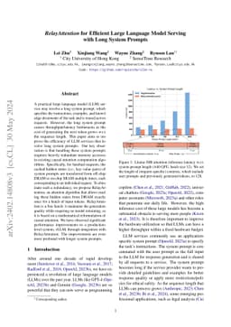 RelayAttention for Efficient Large Language Model Serving with Long
  System Prompts