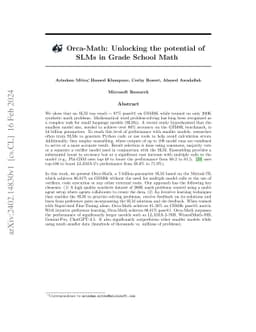 Orca-Math: Unlocking the potential of SLMs in Grade School Math