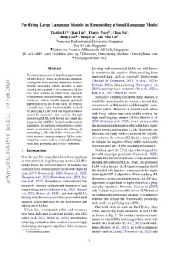 Purifying Large Language Models by Ensembling a Small Language Model
