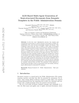 LLM Based Multi-Agent Generation of Semi-structured Documents from
  Semantic Templates in the Public Administration Domain
