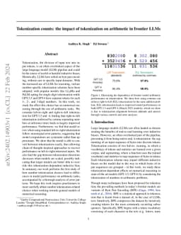 Tokenization counts: the impact of tokenization on arithmetic in
  frontier LLMs