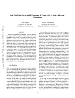 SoK: Analyzing Adversarial Examples: A Framework to Study Adversary
  Knowledge