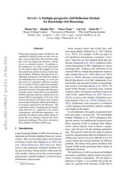 Mirror: A Multiple-perspective Self-Reflection Method for Knowledge-rich
  Reasoning