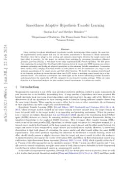Smoothness Adaptive Hypothesis Transfer Learning