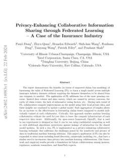 Privacy-Enhancing Collaborative Information Sharing through Federated
  Learning -- A Case of the Insurance Industry