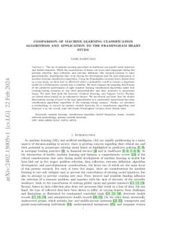 Comparison of Machine Learning Classification Algorithms and Application
  to the Framingham Heart Study