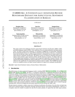 CARBD-Ko: A Contextually Annotated Review Benchmark Dataset for
  Aspect-Level Sentiment Classification in Korean