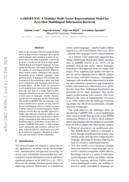 ColBERT-XM: A Modular Multi-Vector Representation Model for Zero-Shot
  Multilingual Information Retrieval