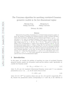 The Umeyama algorithm for matching correlated Gaussian geometric models
  in the low-dimensional regime