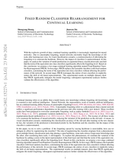 Fixed Random Classifier Rearrangement for Continual Learning