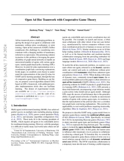 Open Ad Hoc Teamwork with Cooperative Game Theory
