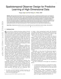 Spatiotemporal Observer Design for Predictive Learning of
  High-Dimensional Data