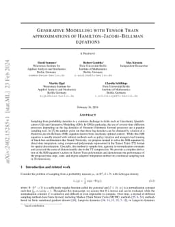Generative Modelling with Tensor Train approximations of
  Hamilton--Jacobi--Bellman equations