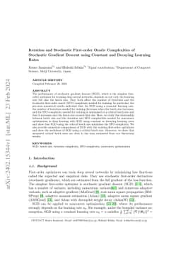 Iteration and Stochastic First-order Oracle Complexities of Stochastic
  Gradient Descent using Constant and Decaying Learning Rates