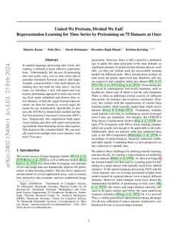 United We Pretrain, Divided We Fail! Representation Learning for Time
  Series by Pretraining on 75 Datasets at Once