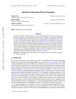 Optimistic Information Directed Sampling