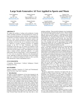 Large Scale Generative AI Text Applied to Sports and Music