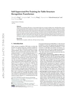 Self-Supervised Pre-Training for Table Structure Recognition Transformer