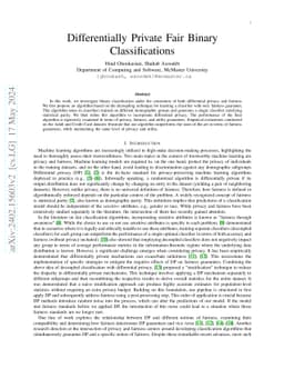 Differentially Private Fair Binary Classifications